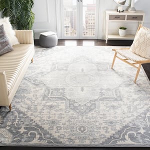 Brentwood Gray/Cream 12 ft. x 18 ft. Floral Medallion Area Rug