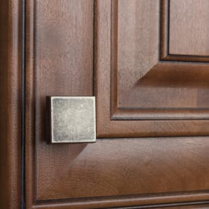 1-1/8 in. Weathered Nickel Modern Square Cabinet Knob (10-Pack)