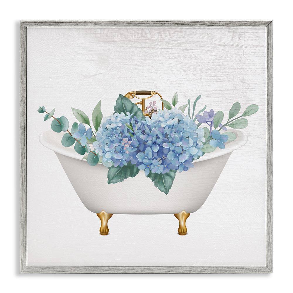 Chic Bathtub with Hydrangea Blossoms by Lil' Rue Gray Framed Giclee Art Print Typography 17 in. x 17 in. price history on PriceWatchPro