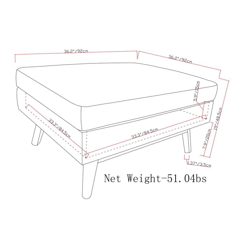 Owen 36" Distressed Grey Taupe Faux Leather Storage Ottoman
