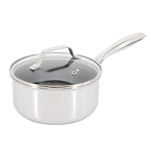 Modessa 2.5 qt. Nonstick Triply Stainless-Steel Saucepan and Lid with Honeycomb Design in Silver
