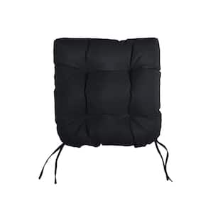 Black Tufted Chair Cushion Round U-Shaped Back 19 x 19 x 3