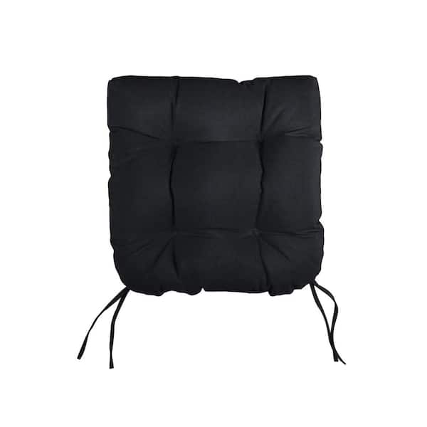 SORRA HOME Black Tufted Chair Cushion Round U-Shaped Back 19 x 19 x 3