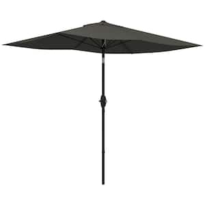 10 ft. x 6.5 ft. Rectangular Market Outdoor Patio Umbrella in Dark Gray, with Crank and Push Button Tilt