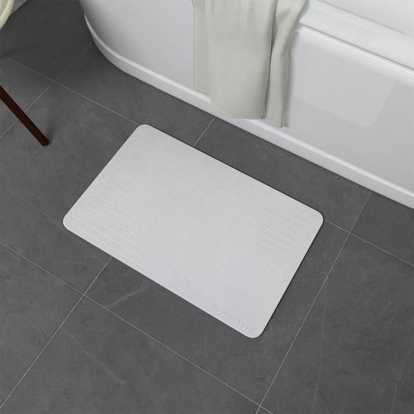 15.35 in. x 23.62 in. Diatomaceous Earth Bath Mat, Super Absorbent Non-Slip Diatomite Stone Bath Mat, Grayish White