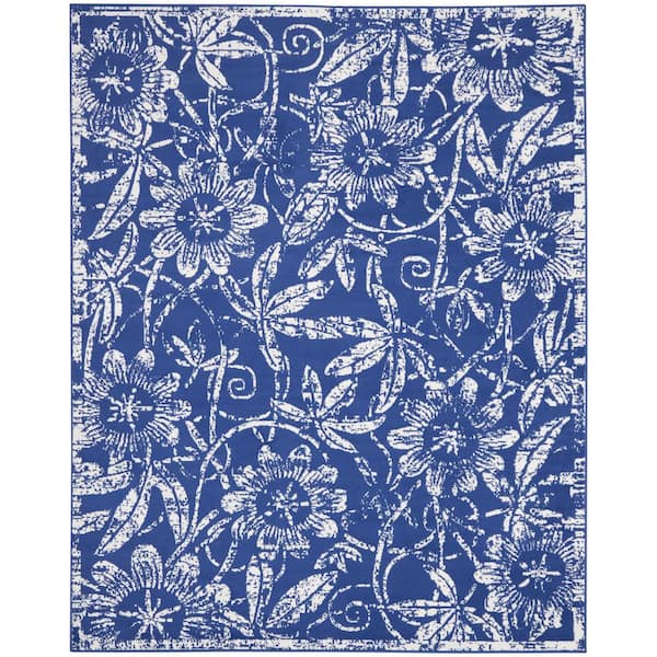 Nourison Whimsicle Navy 8 ft. x 10 ft. Floral Contemporary Area Rug