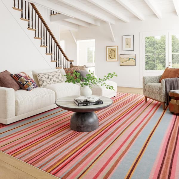 Jamaica Stripe Machine Washable Multi 8 ft. x 10 ft. Indoor Area Rug