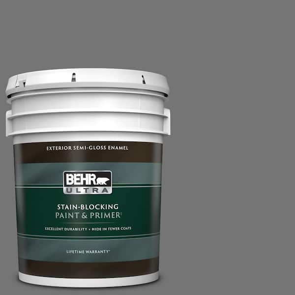 BEHR ULTRA 5 gal. #N520-5 Iron Mountain Semi-Gloss Enamel Exterior Paint & Primer