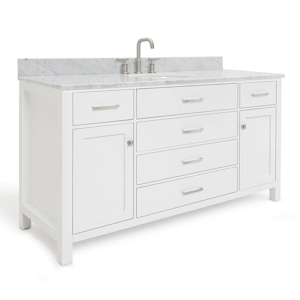 Bristol 61" White Marble Top Freestanding Single Vanity