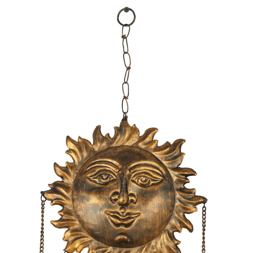 Brass Sun Face Windchime with Beads and Bells