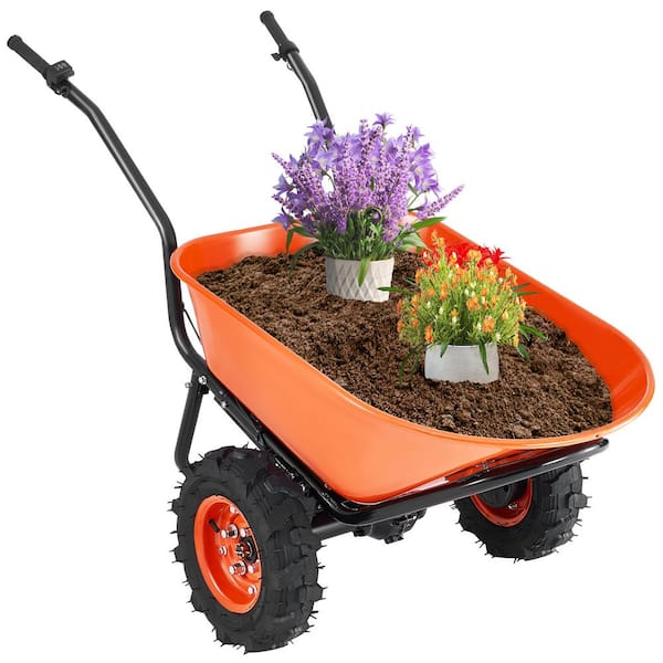 7 cu. ft. Load & 573 lbs. Capacity Plastic Electric Wheelbarrow Cart 500 W Powered Utility Wagon Dump Cart Garden Cart
