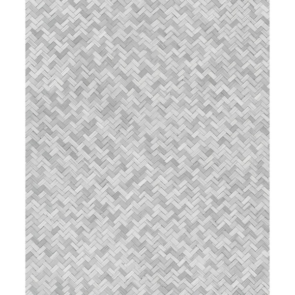 Unbranded Woven Rattan Grey Matte Finish Vinyl on Non-Woven Non-Pasted Wallpaper Sample