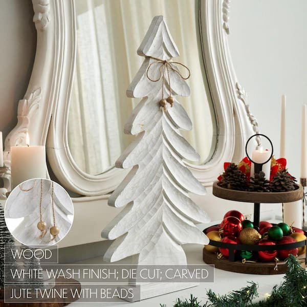 VHC Brands 24 in. Distressed White Wooden Christmas Tree 89999