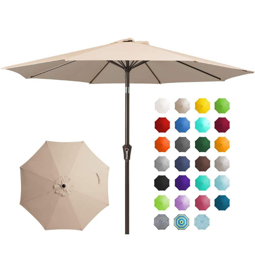 9 ft. Alloy Steel Pole Tilt Market Patio Umbrella in Beige, Water Resistant with Double Vented Canopy for Garden, Pool price history on PriceWatchPro