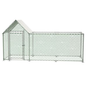 10 ft. W x 3 ft. D Outdoor Metal Shed 30 sq. ft. Large Chicken Run for Yard with Waterproof and Anti-UV Cover