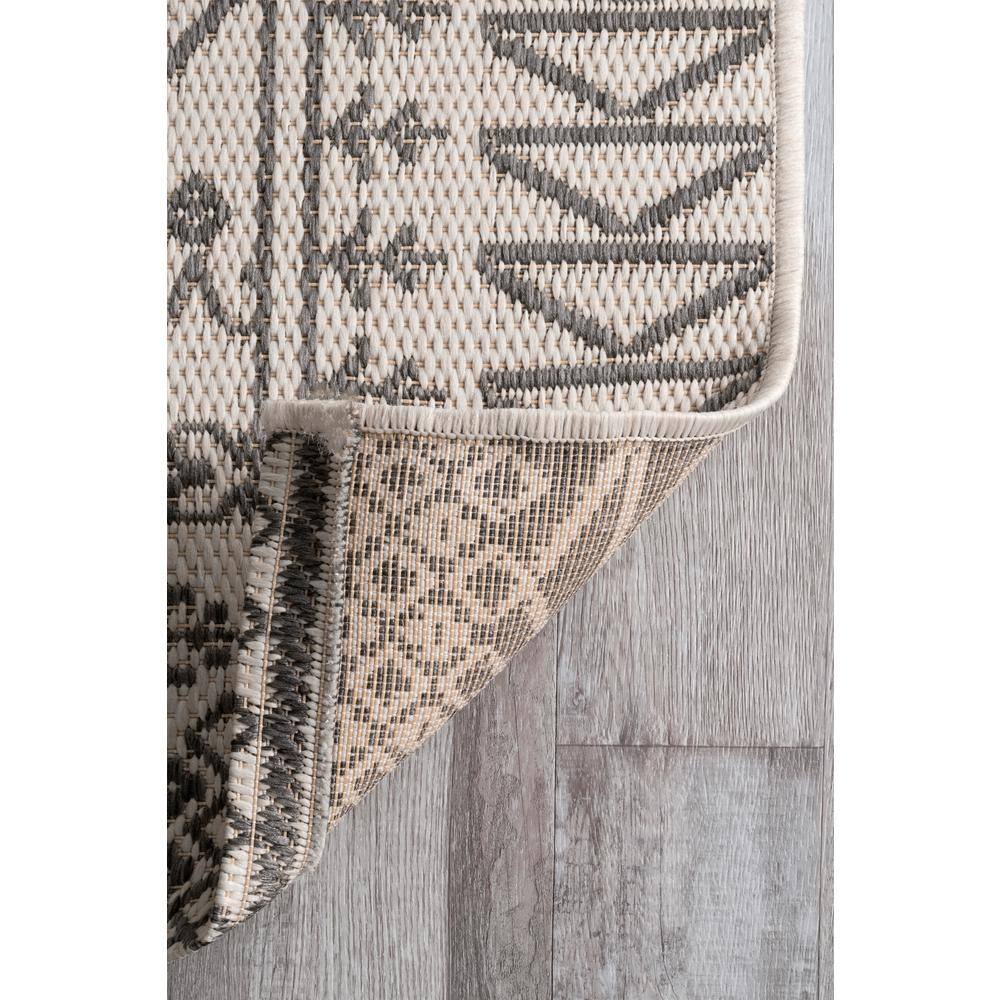 Ivory and Gray Bohemian Synthetic Outdoor Area Rug