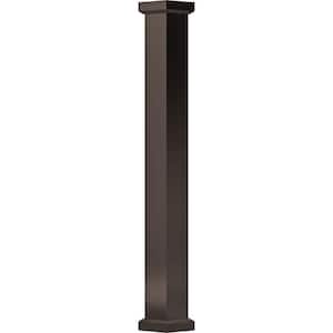 8' x 5-1/2" Endura-Aluminum Empire Style Column, Square Shaft (Load-Bearing 12,000 LBS), Non-Tapered, Textured Brown