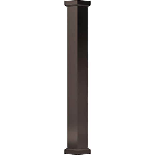 AFCO 10' x 5-1/2" Endura-Aluminum Empire Style Column, Square Shaft (Load-Bearing 12,000 LBS), Non-Tapered, Textured Brown