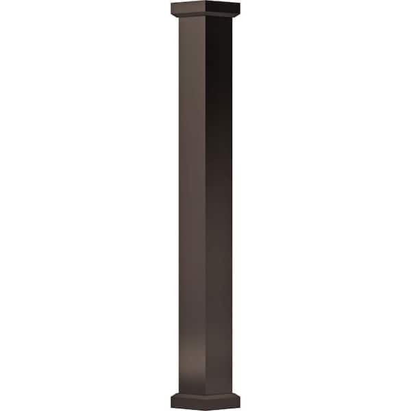 AFCO 10' x 5-1/2" Endura-Aluminum Empire Style Column, Square Shaft (Post Wrap Installation), Non-Tapered, Textured Brown