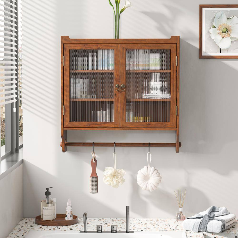 LORDEAR 24.8 in. Brown Wall Mount Kitchen Pantry Storage