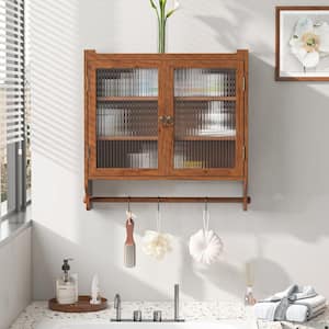 24.8 in. Brown Wall Mount Kitchen Pantry Storage Cabinet with Adjustable Shelves