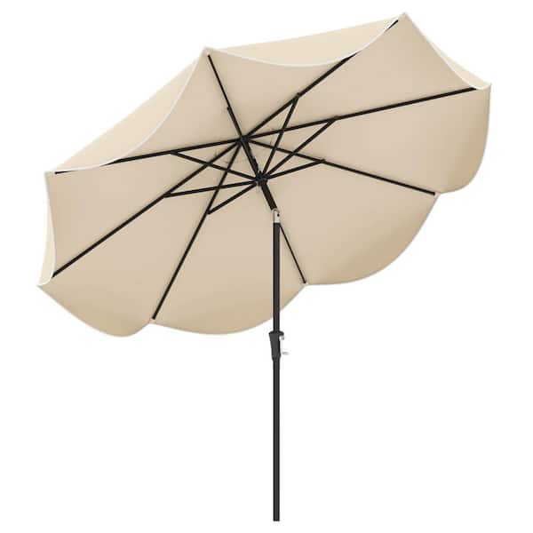 Costway 9 ft. 2-Tier Market Table Patio Umbrella with Crank Handle and 8 Ribs in Beige