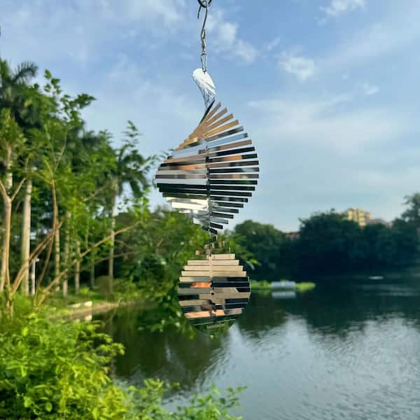 Stainless Steel Hanging Wind Spinner Highly Reflective Bird