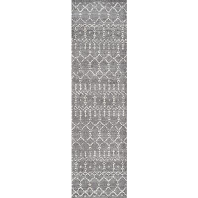 JONATHAN Y Moroccan HYPE Boho Vintage Diamond Gray/Ivory 5 ft. x 8 ft ...