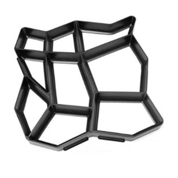 Justincity 14.17 in. x 14.17 in. x 2" Black Plastic 9-Way DIY Grids Driveway Stone Paver Accessory Mold Concrete Stepping Walkway