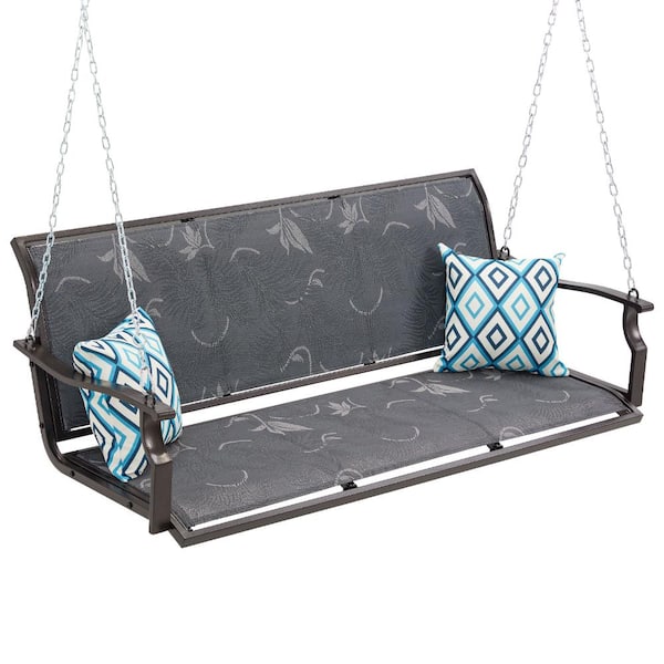 3 Seat Outdoor Patio Swing 900 LBS Capacity with Extended Chains and Pillows