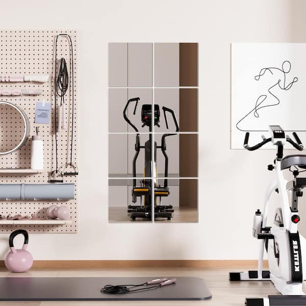Large 12-Piece 12 in. W x 12 in. H Modern Square Wall-Mounted Framless Mirror Gym Mirror Tiles