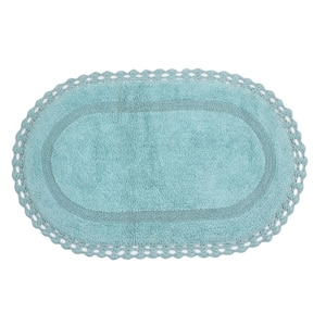 Hampton Crochet Reversible 100% Cotton Bath Rug Set, 21x34 Rectangle, Aqua