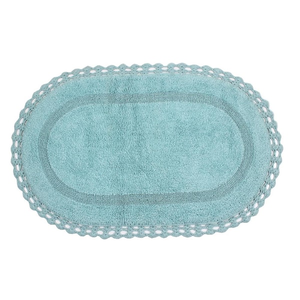 Home Weavers Inc Classy Bathmat Collection 21 in. x 34 in. Blue Cotton Bath Rug