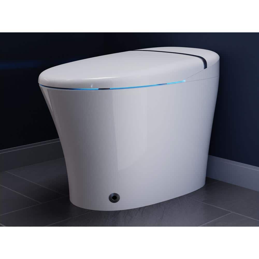 White High Efficiency Elongated Macerating Smart Toilet with Bidet