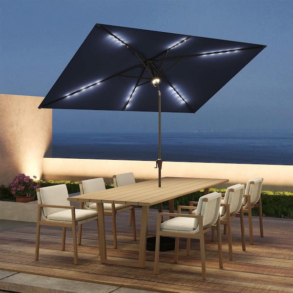 lights for rectangular patio umbrella Amazon.com : SANLUCE Rectangle with solar lights, 10x6.5ft umbrella outdoor patio with Tilt & Crank Market Umbrella 6 Sturdy Ribs UV Protection Waterproof Garden Deck Backyard Pool, Turquoise can maintain perfect lighting both day and night Patio Furniture Rectangle Table Umbrella