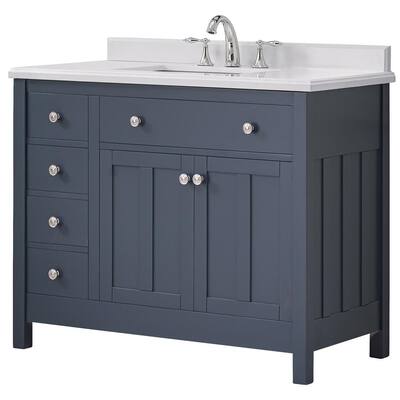 Newcastle 42 in. W Bath Vanity in Dark Charcoal with Cultured Marble Vanity Top in White with White Basin