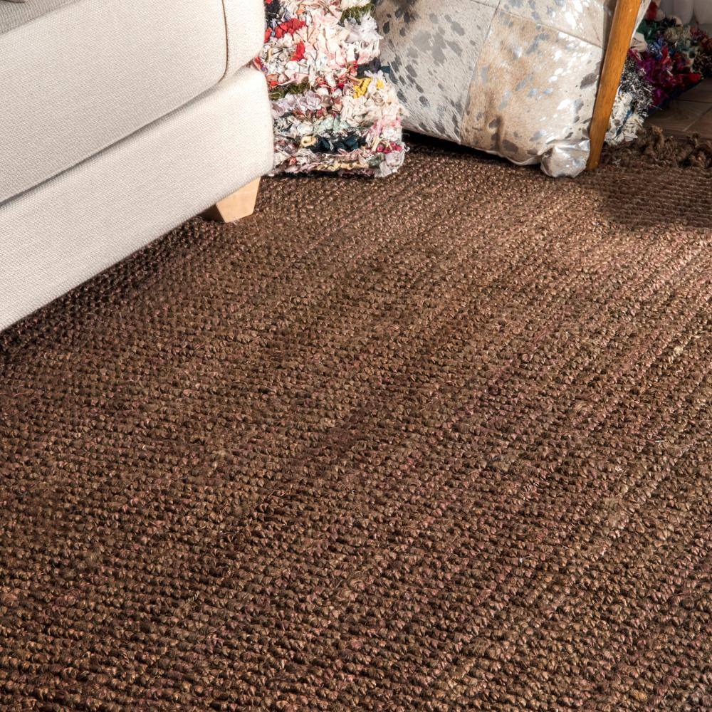Artisanal Handwoven Chocolate Brown Jute 6' x 9' Area Rug