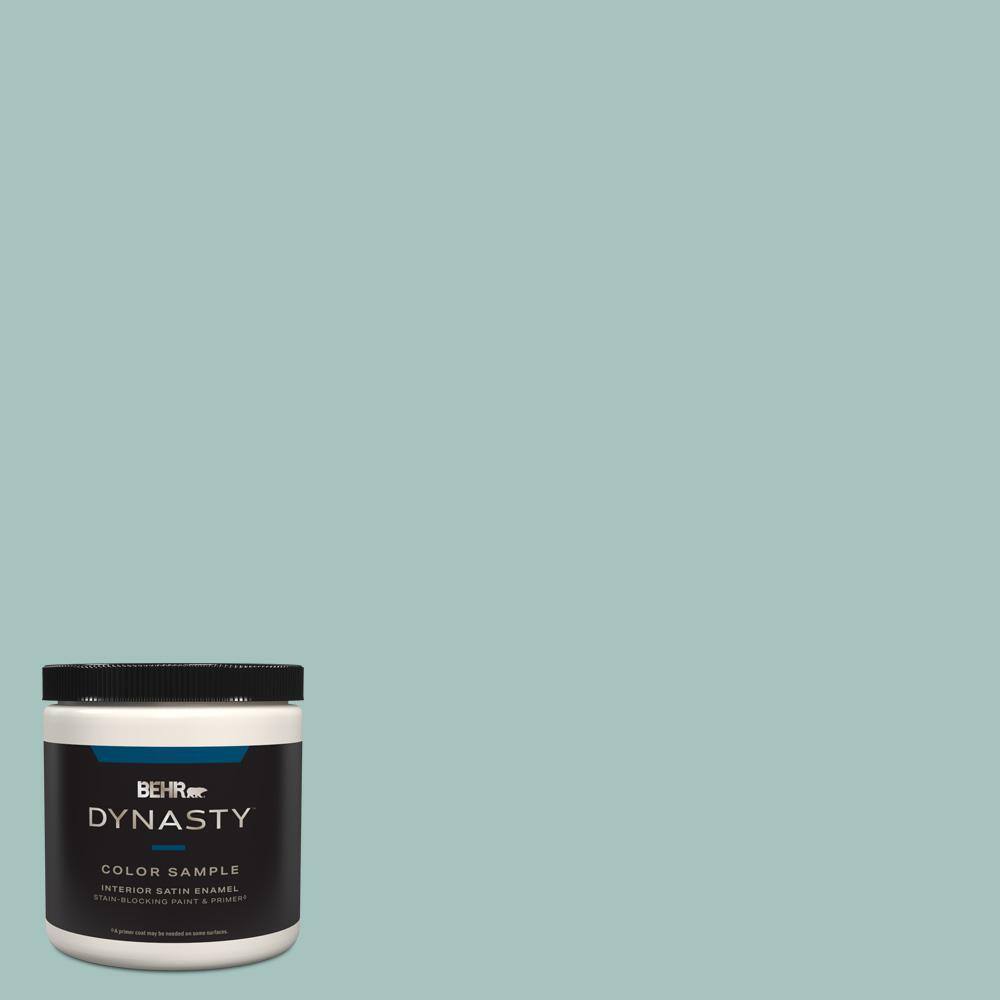 BEHR DYNASTY 8 oz. #T17-08 Polished Aqua Satin Enamel Stain-Blocking ...