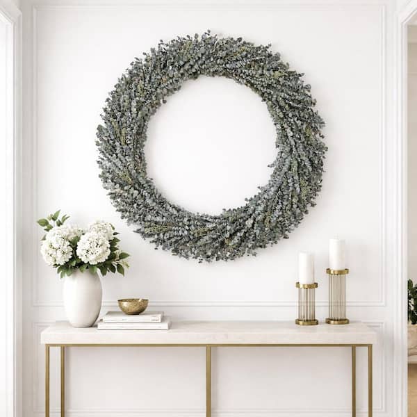 50 in. Non Artificial Preserved Eucalyptus Leaves Wreath