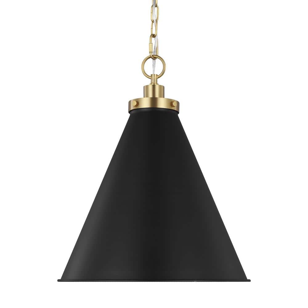 Midnight Black and Brass Cone Pendant Light