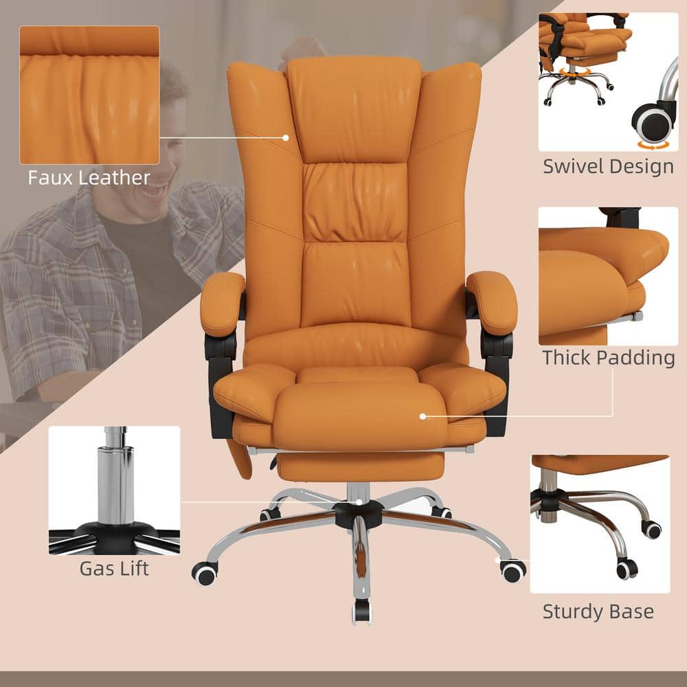 Light Brown High Back Leather Swivel Massage Office Chair