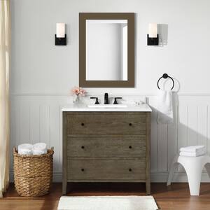 Willow 36 in. Bath Vanity in Cerused Walnut with Cultured Marble Vanity Top in White with White Basin