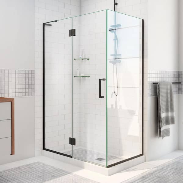 DreamLine Unidoor-X 48-3/8 in. W x 30 in. D x 72 in. H Frameless Hinged Shower Enclosure in Matte Black
