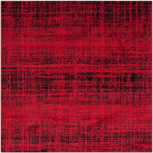 Adirondack Red/Black 4 ft. x 4 ft. Square Solid Area Rug