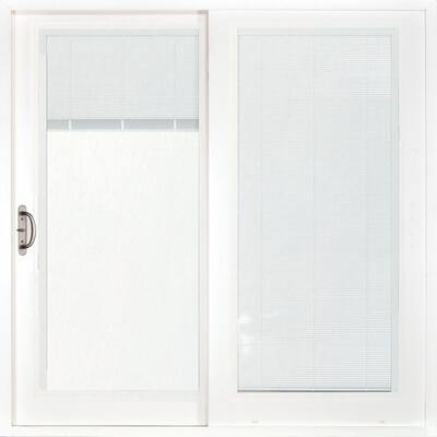 Mp Doors 60 In X 80 Woodgrain Interior And Smooth White Exterior Left Hand Composite Sliding Patio Door With Built Blinds G5068l3n2wl The Home Depot Mp Doors 60 In X 80 Woodgrain, Sliding Glass Door With Shades Inside