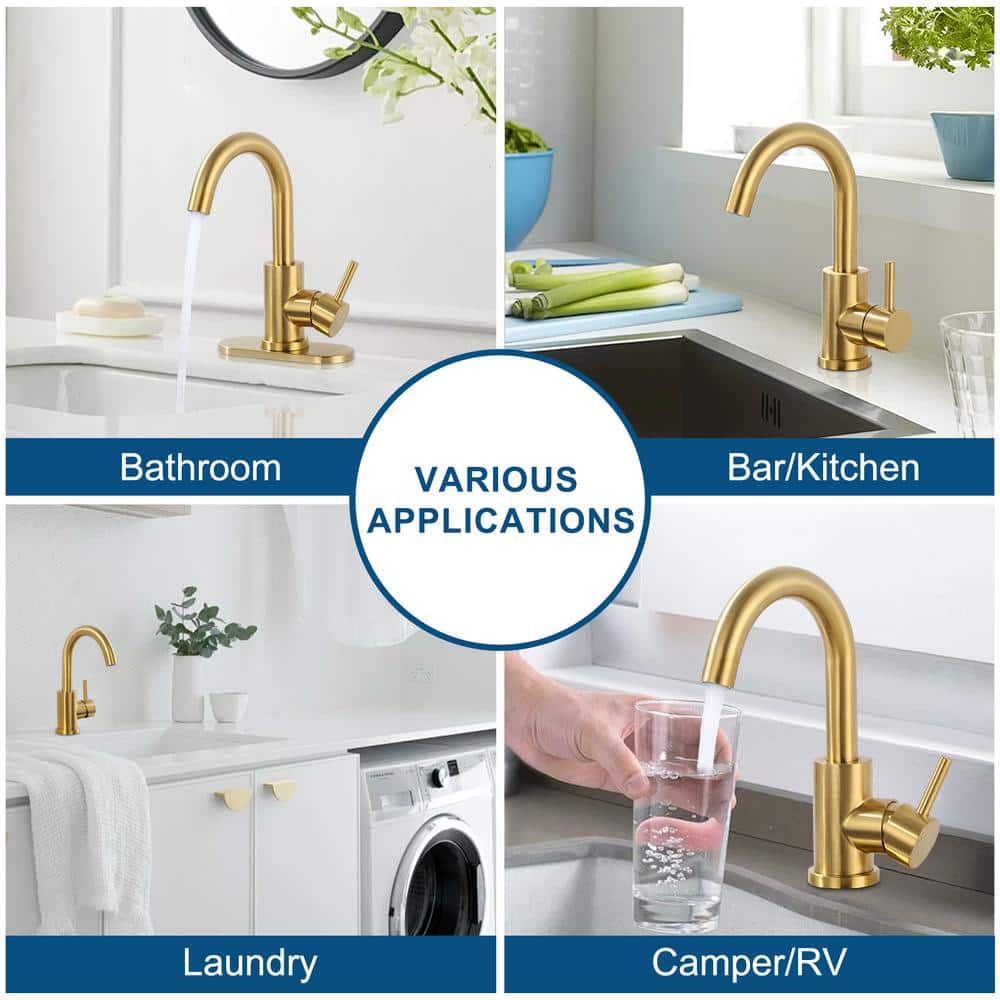 Brushed Gold Stainless Steel Single Handle Bar Faucet