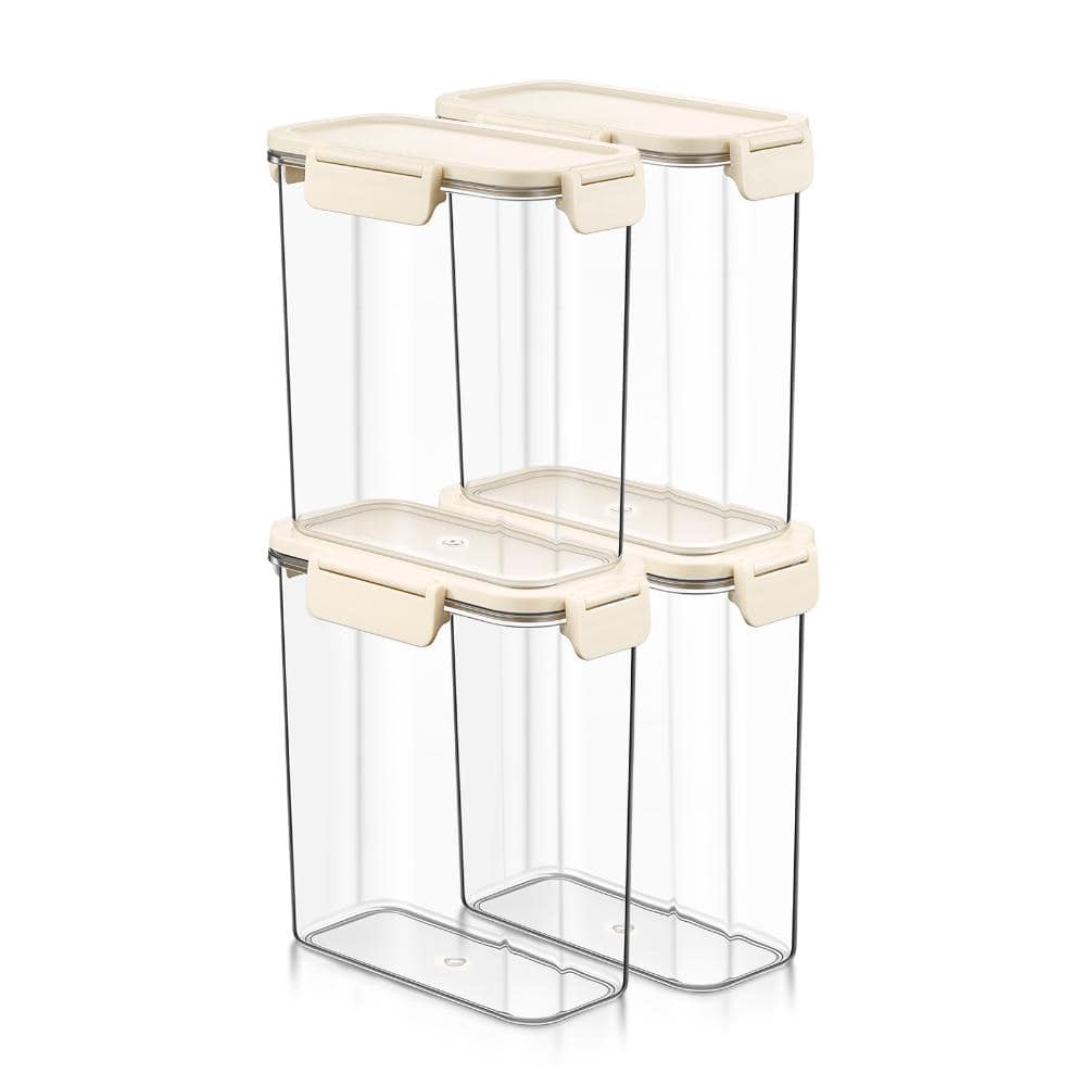 Stackable Plastic Food Storage Container with Lids (4 Pack), Clear Airtight Pantry Canister for Kitchen Organization price history on PriceWatchPro