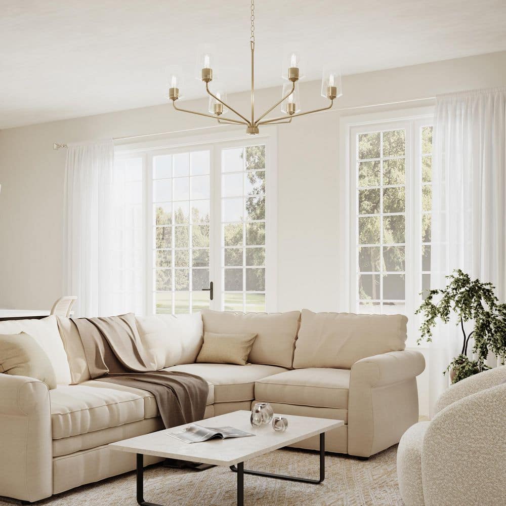 Celino 40 in. 6-Light Champagne Bronze Round Large Chandelier with White Glass Shades for Breakfast Nook price history on PriceWatchPro