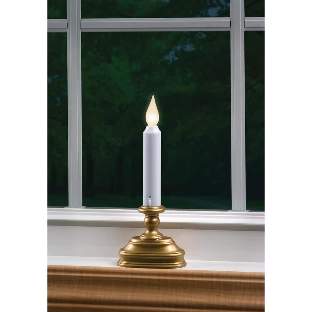 Gold and White Flameless LED Window Candle with Sensor