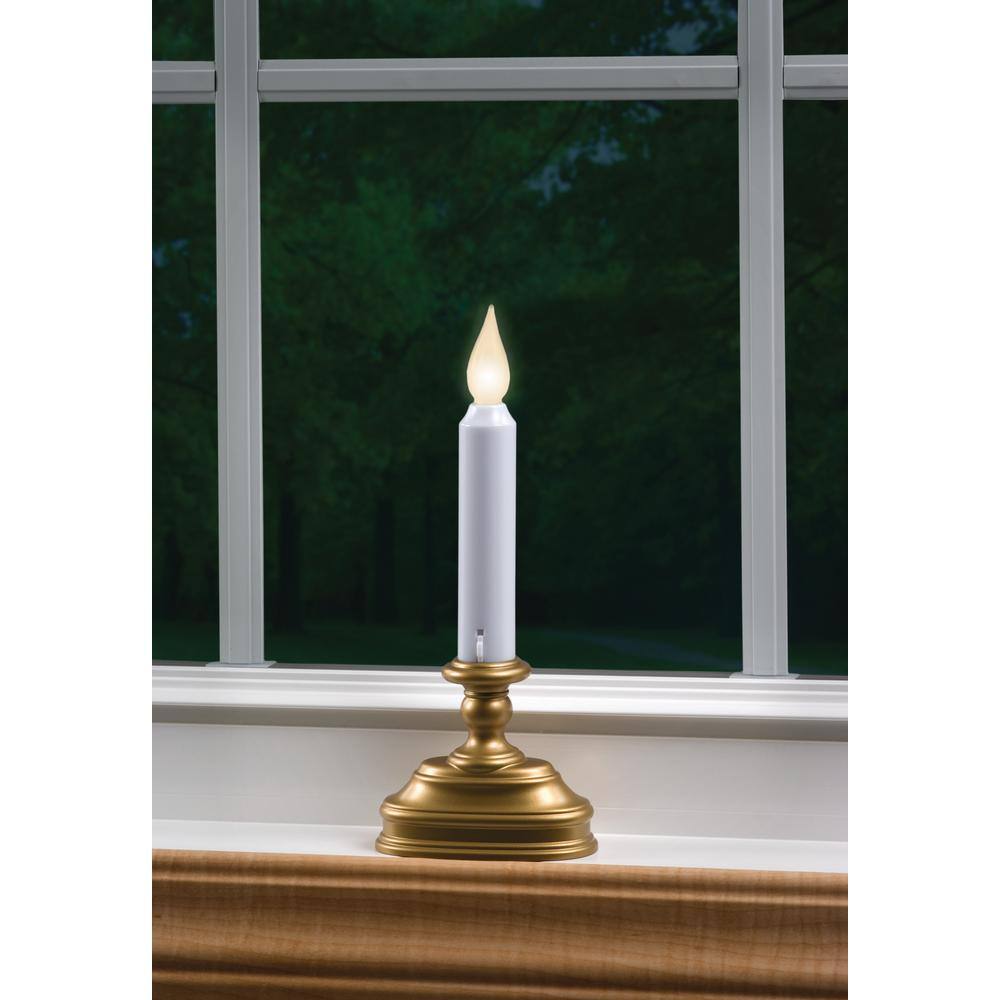 Xodus Innovations FPC1520B Battery Operated Flameless LED Window Candle with Dusk to Dawn Light Sensor with Warm White Flickering Flame Antique Brass